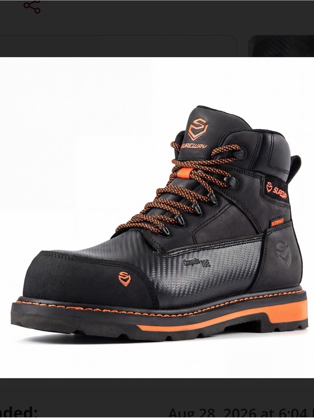 Safety Work Boot - Black with Orange Accents